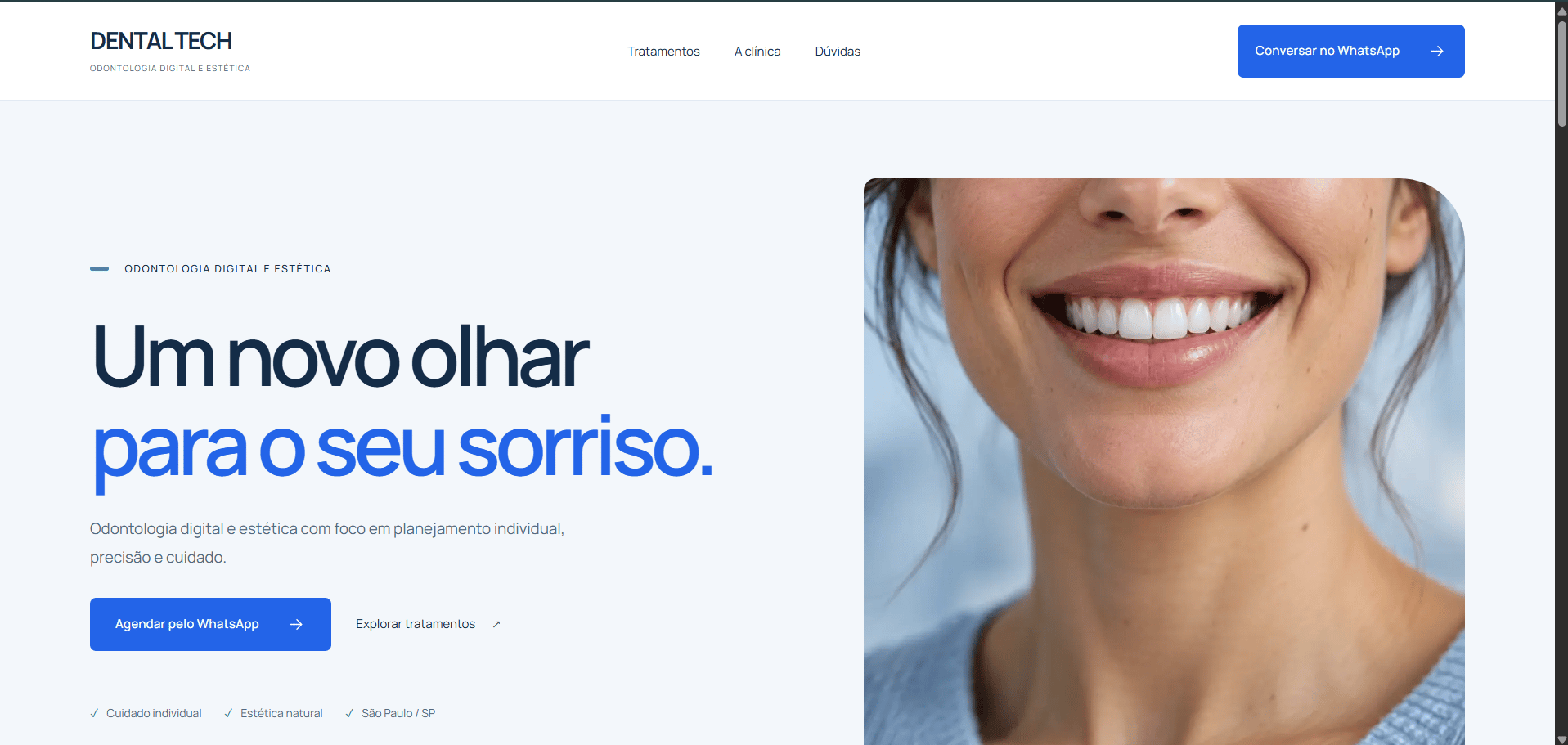 Screenshot real do template Dental Tech